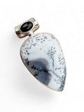 Dendritic Opal & Onyx Solid 925 Sterling Silver Pendant