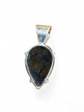 Blue Labradorite & Amethyst Solid 925 Sterling Silver Pendant