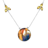 Purple Dahlia & Citrine Solid 925 Sterling Silver Necklace
