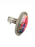 Kingman Pink Dahlia Turquoise Solid 925 Sterling Silver Ring 7