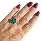 FLOWER Green Onyx Solid 925 Sterling Silver Ring – Size 8