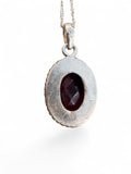 Garnet Solid 925 Sterling Silver Pendant with chain