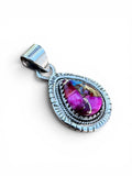 Kingman Pink Dahlia Turquoise Solid 925 Sterling Silver Pendant