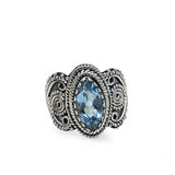 Blue Topaz Solid 925 Sterling Silver Ring 6