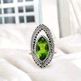 Peridot Solid 925 Sterling Silver Ring 7