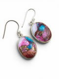 Kingman Pink Dahlia Turquoise Solid 925 Sterling Silver Earrings