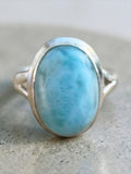 Caribbean Larimar Solid 925 Sterling Silver Ring 6.5