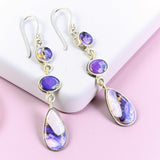 Kingman Violet Dahlia Solid 925 Sterling Silver Earrings
