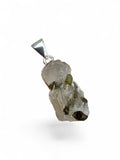 Rough Green Tourmaline in Quartz Solid 925 Sterling Silver Pendant