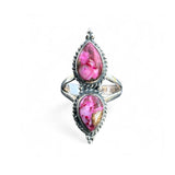 Kingman Pink Dahlia Turquoise Solid 925 Sterling Silver Ring 5.5