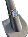 Rainbow Moonstone Solid 925 Sterling Silver Ring 7