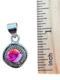 Kingman Pink Dahlia Turquoise Solid 925 Sterling Silver Pendant