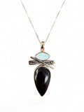 Opal & Hypersthene Solid 925 Sterling Silver Pendant with chain