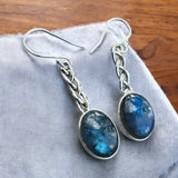 Labradorite Solid 925 Sterling Silver Earrings