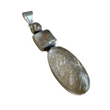 Gold Rutilated Quartz Solid 925 Sterling Silver Pendant