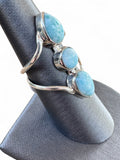 Caribbean Larimar Solid 925 Sterling Silver Ring 7