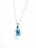 Blue Topaz Solid 925 Sterling Silver Pendant Necklace 22”