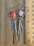 Spiny Oyster & Turquoise Solid 925 Sterling Silver Earrings