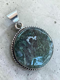 Moss Agate Silver Overlay Pendant