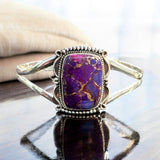Purple Mojave Turquoise Solid 925 Sterling Silver Cuff Bracelet