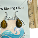 Tigers Eye Solid 925 Sterling Silver Earrings