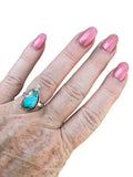 Kingman Blue Ice Dahlia Solid 925 Sterling Silver Ring 6