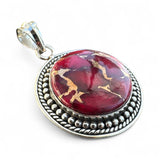 Kingman Red Rose Dahlia Solid 925 Sterling Silver Pendant