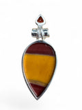 Mookaite Jasper & Garnet Solid 925 Sterling Silver Pendant