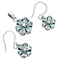 Blue Topaz Solid 925 Sterling Silver Pendant & Earrings Set