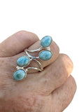 Caribbean Larimar Solid 925 Sterling Silver Ring ADJ