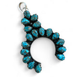 Kingman Blue Copper Turquoise Solid 925 Sterling Silver Naja Pendant