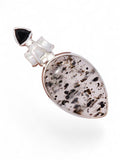 Hematite in Quartz & Onyx Solid 925 Sterling Silver Pendant
