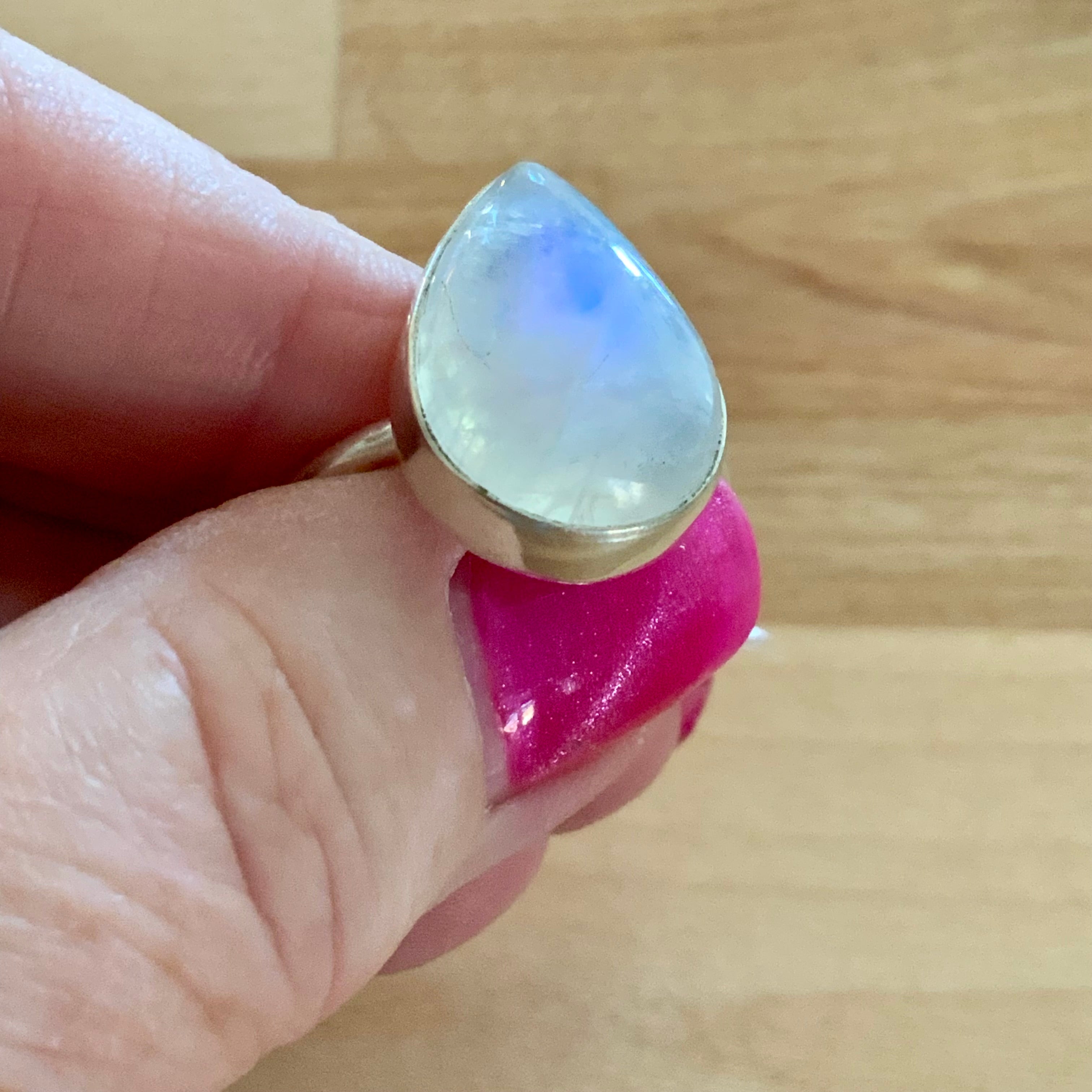 Rainbow Moonstone Solid 925 Sterling Silver Ring 9.5