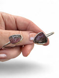 Rough Watermelon Tourmaline Solid 925 Sterling Silver Bangle bracelet