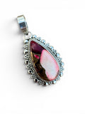 Kingman Red Rose Dahlia Solid 925 Sterling Silver Pendant