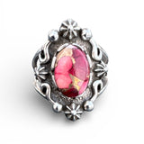 Kingman Red Rose Dahlia Solid 925 Sterling Silver Ring 6.5