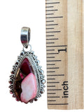 Kingman Red Rose Dahlia Solid 925 Sterling Silver Pendant