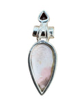 Peruvian Pink Opal & Garnet Solid 925 Sterling Silver Pendant