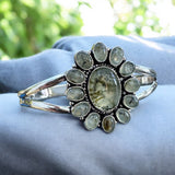 Prehnite Solid 925 Sterling Silver Cuff Bracelet