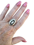 White Buffalo Shadow Box Solid 925 Sterling Silver Ring 9