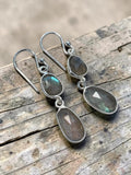 Faceted Labradorite Solid 925 Sterling Silver Earrings