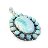 Caribbean Larimar Solid 925 Sterling Silver Pendant