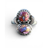 Kingman Pink Dahlia Turquoise Solid 925 Sterling Silver Ring 8