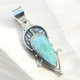 Caribbean Larimar Solid 925 Sterling Silver Pendant