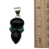 Black Onyx & Turquoise Solid 925 Sterling Silver Pendant