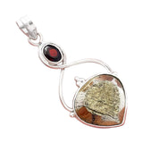 Pyrite Druzy & Garnet Solid 925 Sterling Silver Pendant