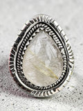 Gold Rutilated Quartz Solid 925 Sterling Silver Ring 8.5