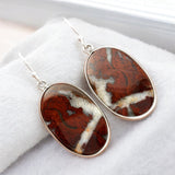 Red Moss Agate Solid 925 Sterling Silver Earrings