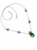 Boulder Chrysoprase & Amethyst Solid 925 Sterling Silver Necklace
