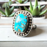 Kingman Blue Copper Turquoise Solid 925 Sterling Silver Ring